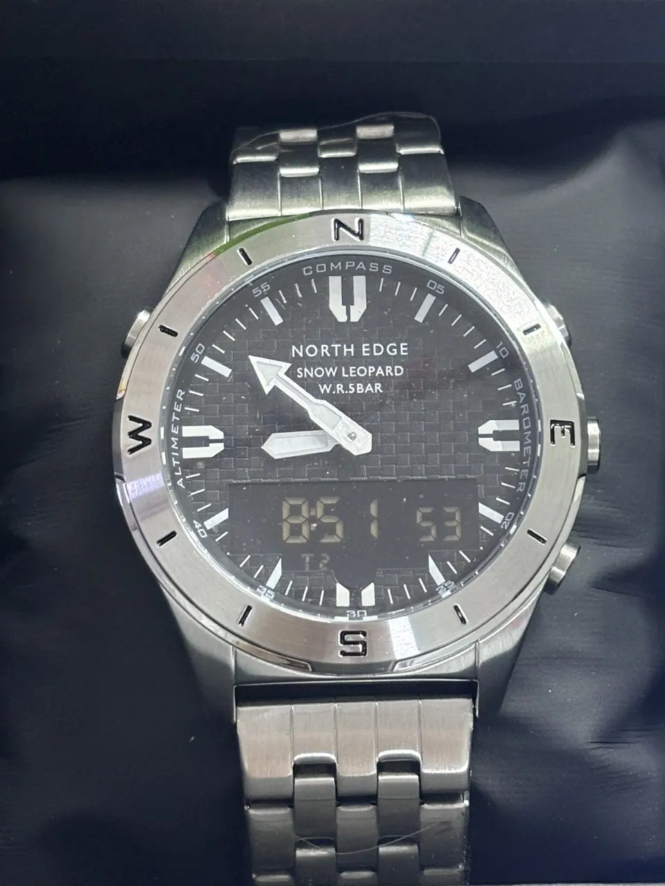 NORTH EDGE  Men's Digital Sport Watch For Men Steel Band Waterproof 50M Altimeter Barometer Compass Military Wristwatch