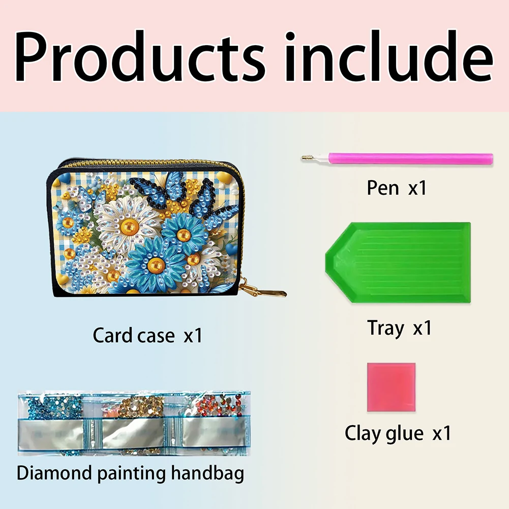 

Flower 5D DIY Diamond Painting Wallet Diamond Painting Card Holder Coin Purse