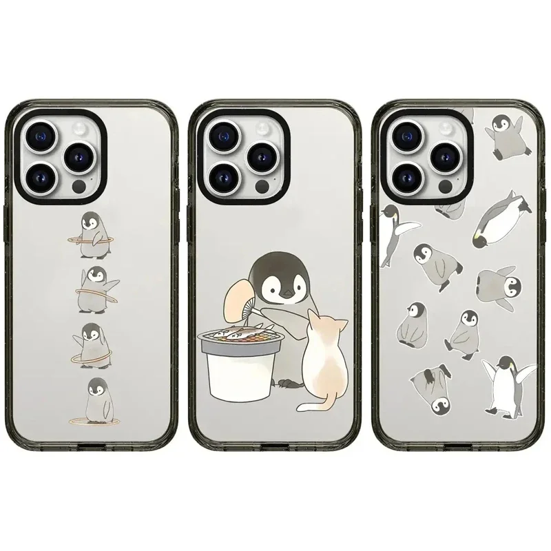 

Cute Cartoon Penguin 2.0 Acrylic Black Border iPhone 11 12 13 15 14 Pro Max Protective Case, Fits iPhone 15 Pro Max