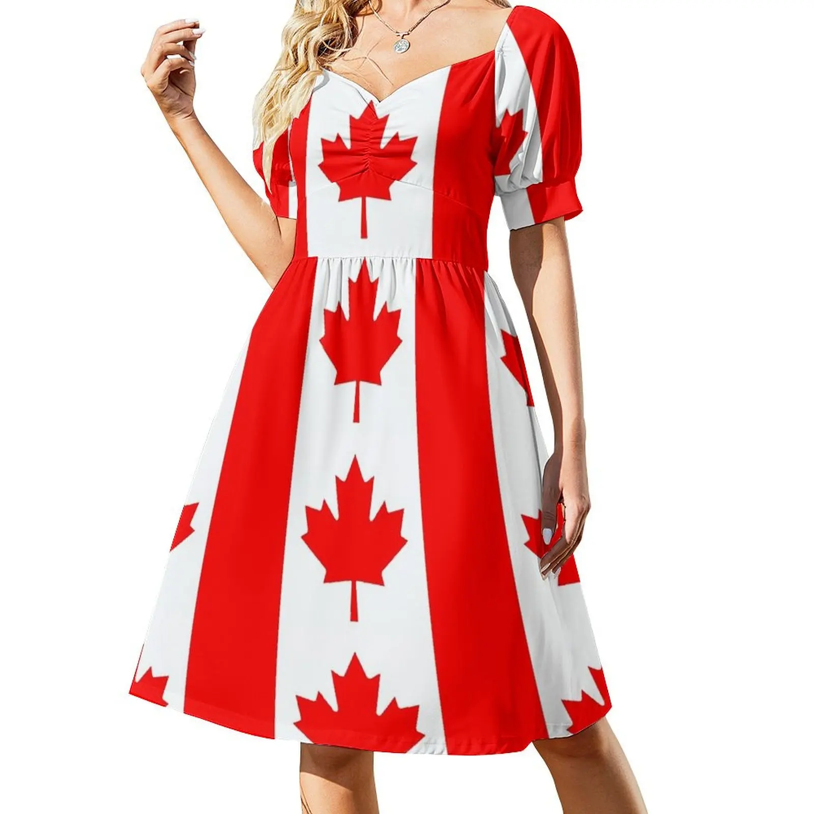 

Canadian Flag Short Sleeved Dress dress for woman dresses for women 2025 luxury designer party Dress