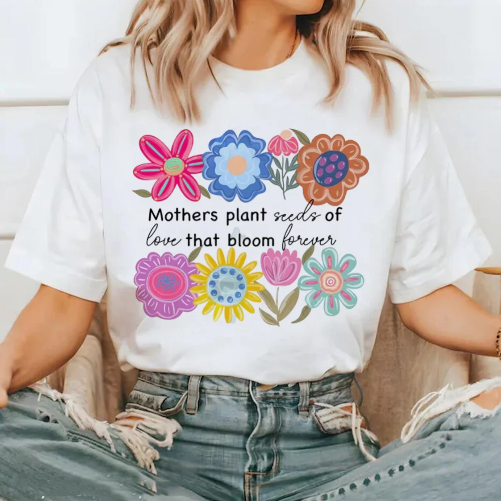 

Casual Style Women's Watercolor Flower Pattern Short Sleeved Popular Summer Regular Top Cartoon O-Neck Fashionable T-Shirt