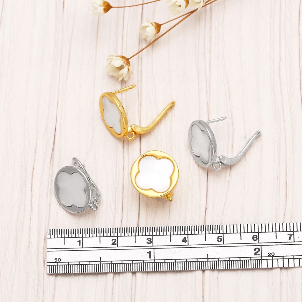 OCESRIO Shell Flower Earring Hooks for Earrings Making Copper Gold Plated Handmade Jewelry Findings DIY Wholesale erha096