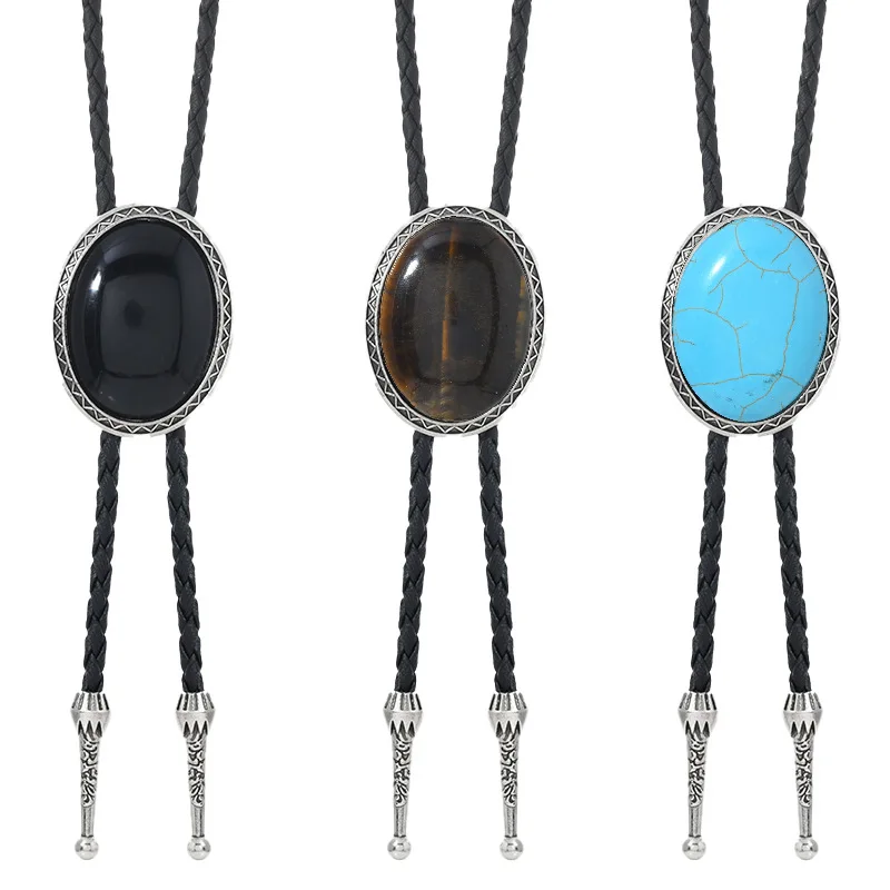 New Vintage Bolo Tie Men's PU Leather Long British Style Western Cowbo Necktie Accessory Casual Party Jewelry