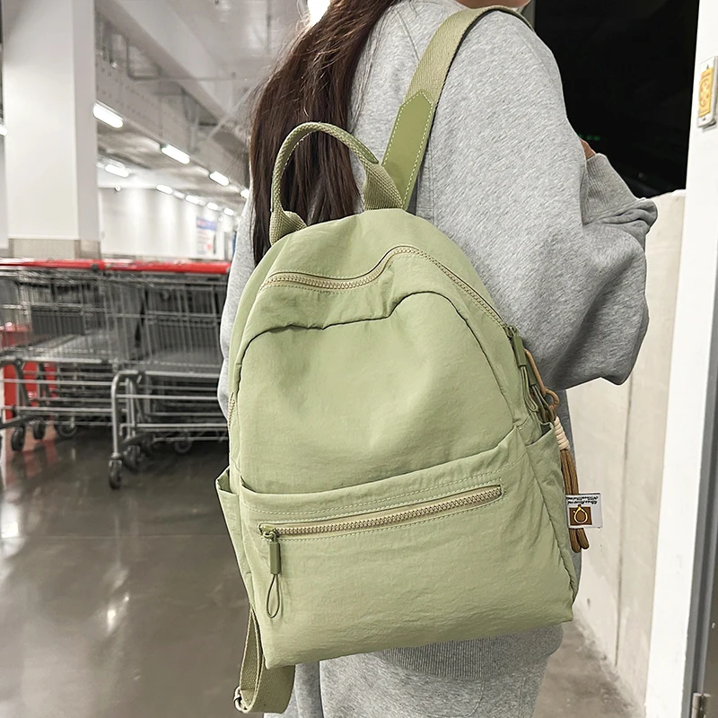 

Fashion Schoolbags College Solid Students Casual Backpack Large Capacity Zipper Vintage Backpacks for Outing Hiking Shopping