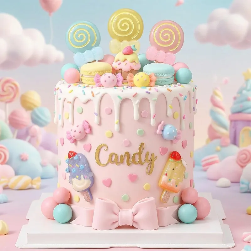 22pcs Candy Cake Topper Girls Birthday Party Decoration Lollipop Cake Decoration Ice Cream Cupcake Toppers - view 5