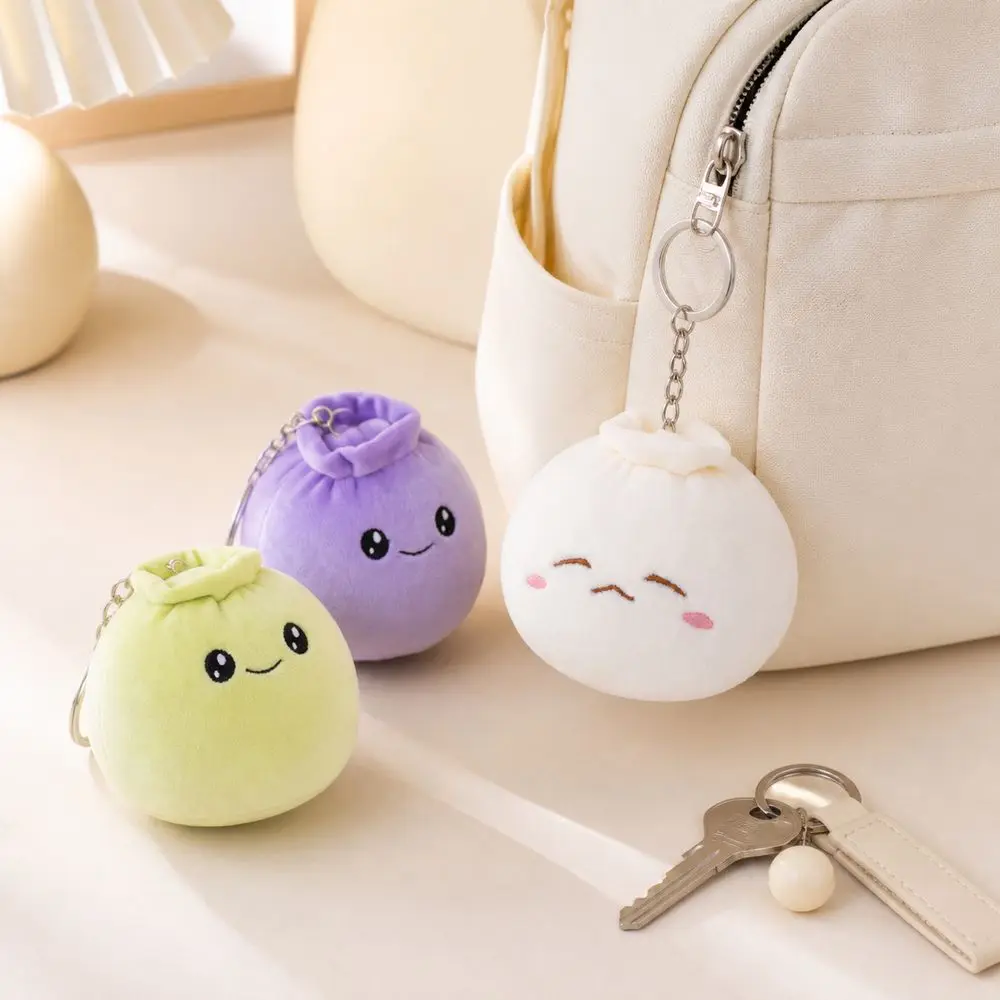 New Steamed Keychain Cartoon Facial Expression Metal Key Ring Bag Charm Backpack Accessory Cartoon Steamed Pendant