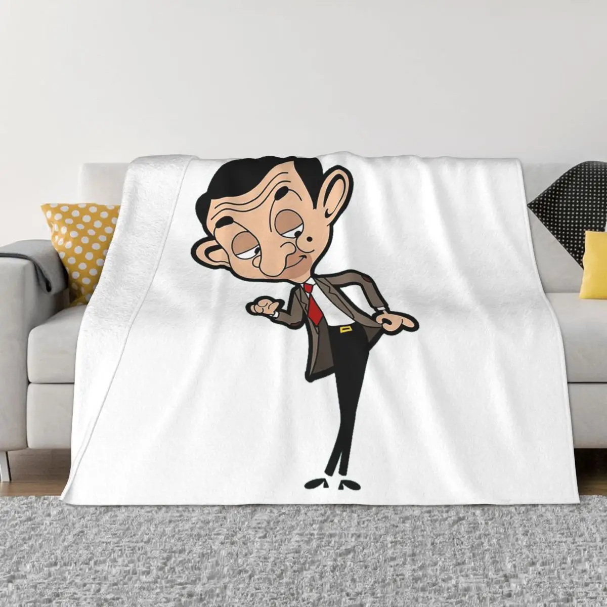 Mr Bean Blanket Soft Warm Flannel Throw Blanket Bedspread for Bed Living room Picnic Travel Home Couch