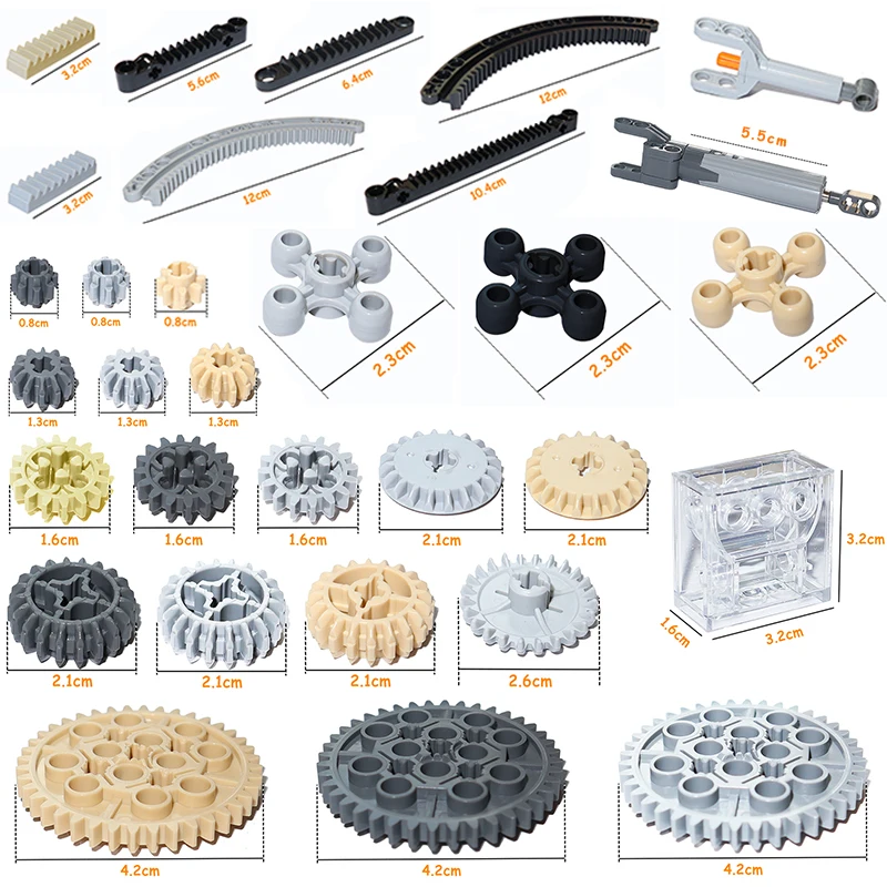 

Technical Parts MOC Gear Axle Worm Rack Conector Bulk Bricks Assembles Particles DIY Building Blocks High-tech Toy for Children