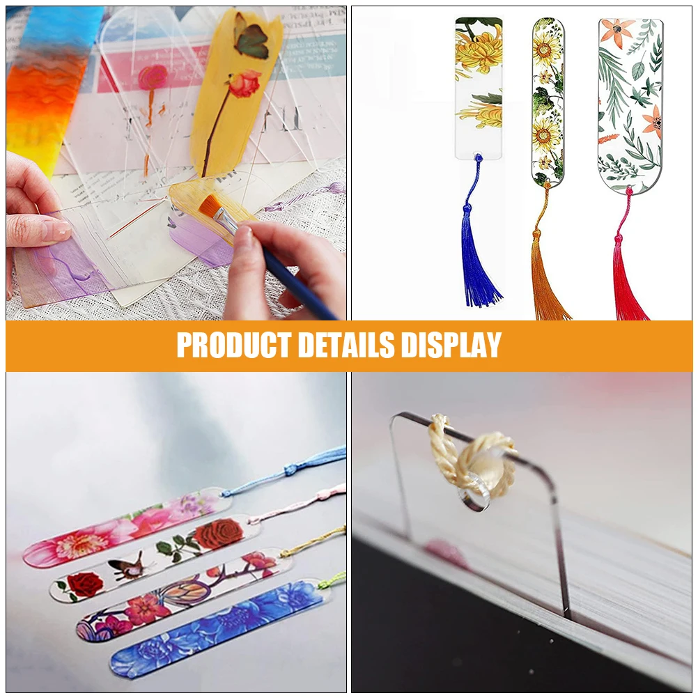 

30pcs Acrylic Bookmarks Tassel Pendant Design Blank Rectangular Bookmark Craft Diy Accessories Lightweight Study Reading