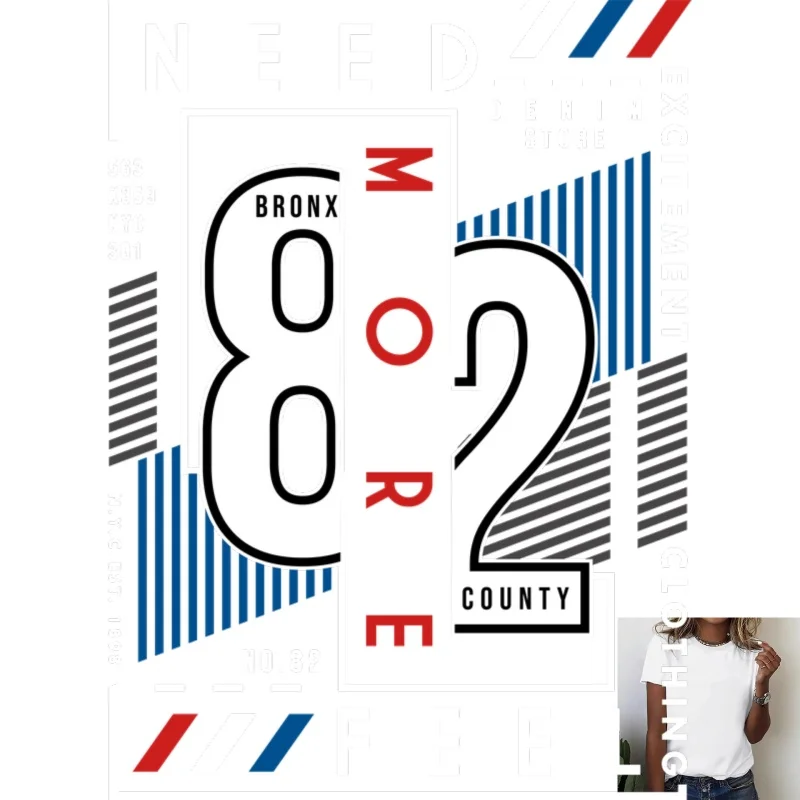 Trendy Number Letter Geometric Stripe Heat Transfer White Ink Iron - on, for T - shirts/Canvas Bags, Casual Street Style, Eye -