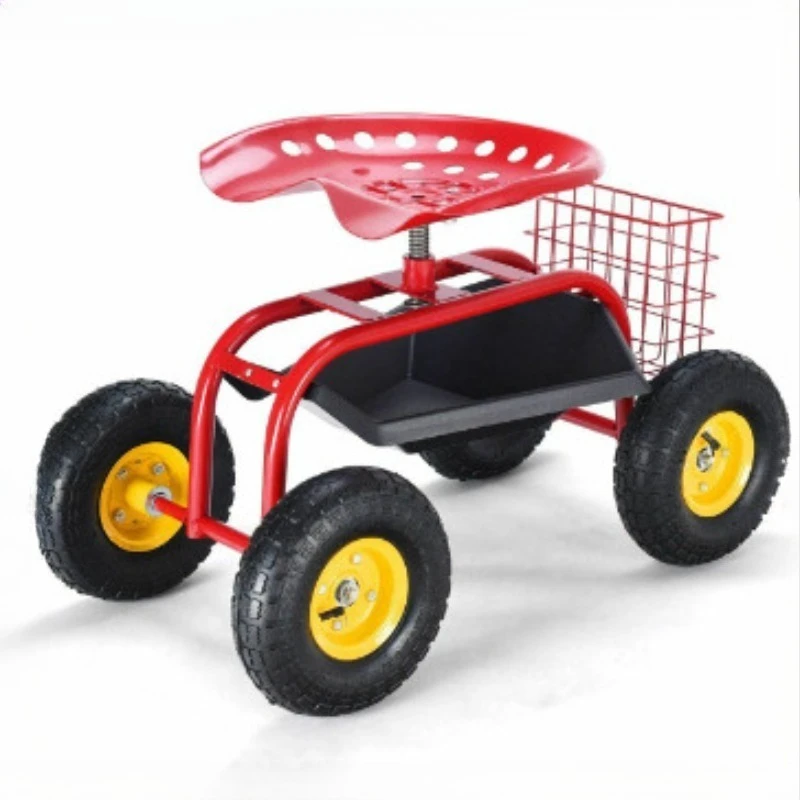 360 degree rotating garden seat, car seat adjustable gardening tool cart
