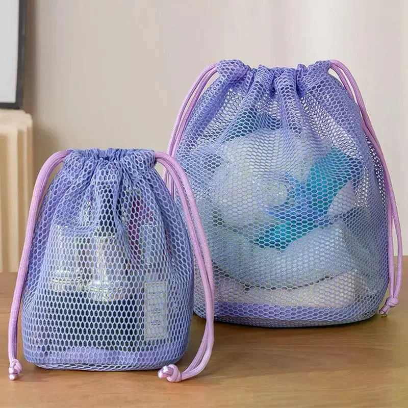 Nylon Mesh Drawstring Storage Pouch Multi-Purpose Travel Bag For Digital Products Makeup Cosmetic Organizer Outdoor