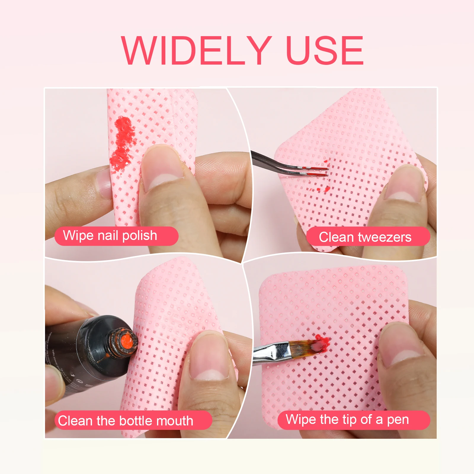 Lingettes dissolvant de vernis à ongles, tampons de nettoyage des ongles, serviettes colorées en coton, papier UV Gel, nettoyeur de poussière pour outils de manucure, 1080 pièces