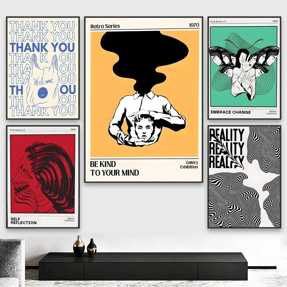 抽象的なフリーマインドツイステッドリアリティポスターHD防水PVCウォールアート - 美的で厚みのある、自宅、ホテル、寝室用