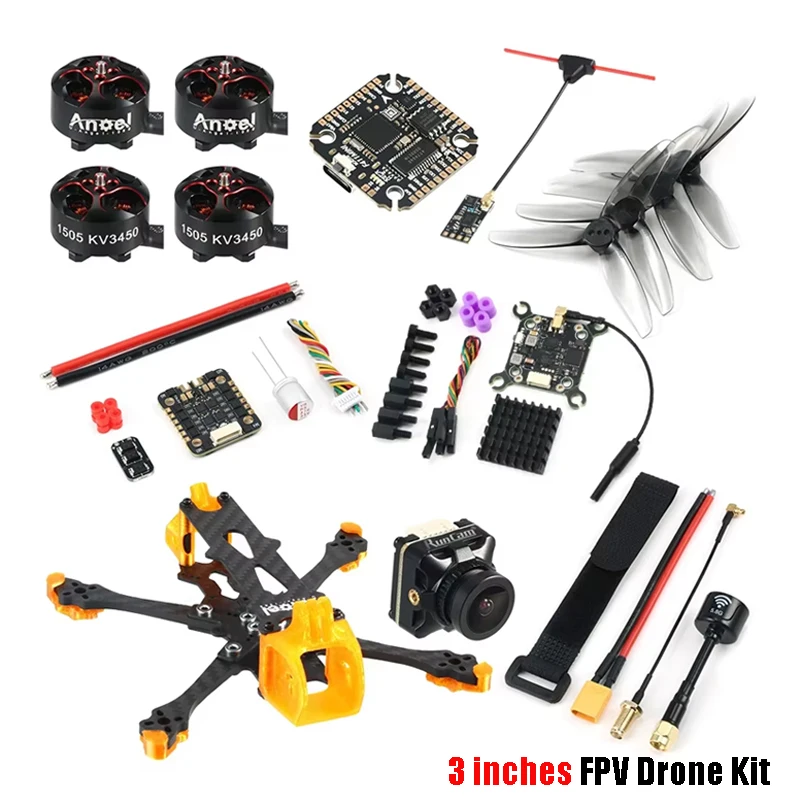 Angel30 3-Zoll FPV-Drohnen-Kit 3'' RC Quadcopter 1505 3450KV Bürstenloser Motor F411 40A 3-6S 4in1 ESC 1000mW 1200TVL RC-Drohnen-Bausatz