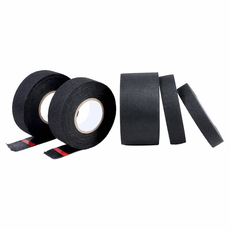 Heat-resistant Adhesive Cloth Fabric Tape 15m/roll 9-50mm For Automotive Cable Tape Harness Wiring Loom Electrical Heat Tapes