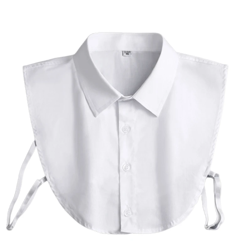 Blusa Dickey destacável formal para escritório masculino, simples, cor sólida, botão, falsa, negócios, camadas básicas,