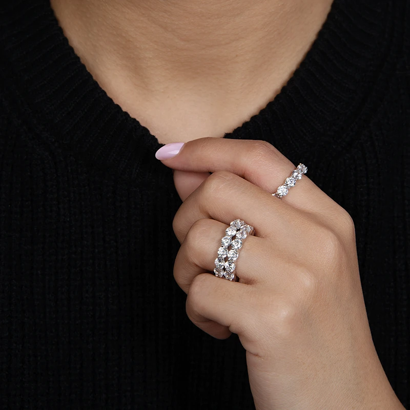 Rrjzz 4MM Voll-Moissanit Ehering für Frauen D-Farbe Laborgezüchteter Diamant Verlobungsring GRA Schmuck Geschenke – Detail 9