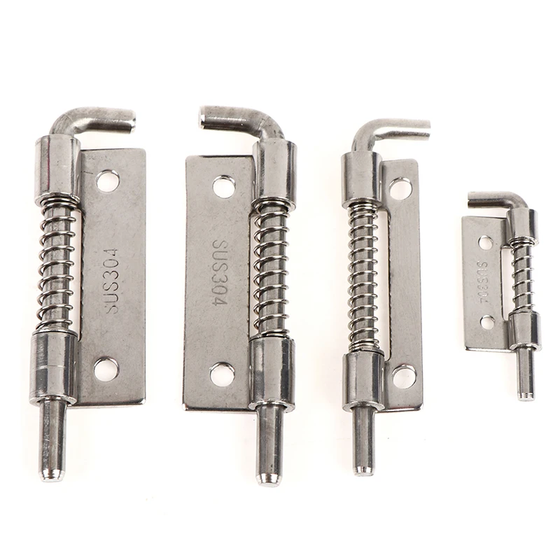1pc 304 Stainless Steel Loaded Hinge Security Spring Bolt Barrel Latch Hardware