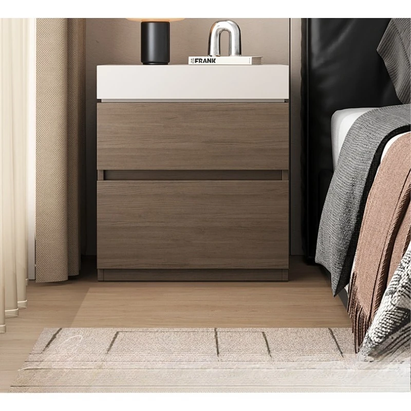 Home Bedroom Smart Concealed Bedside Table Solid Wood Locker Shelf