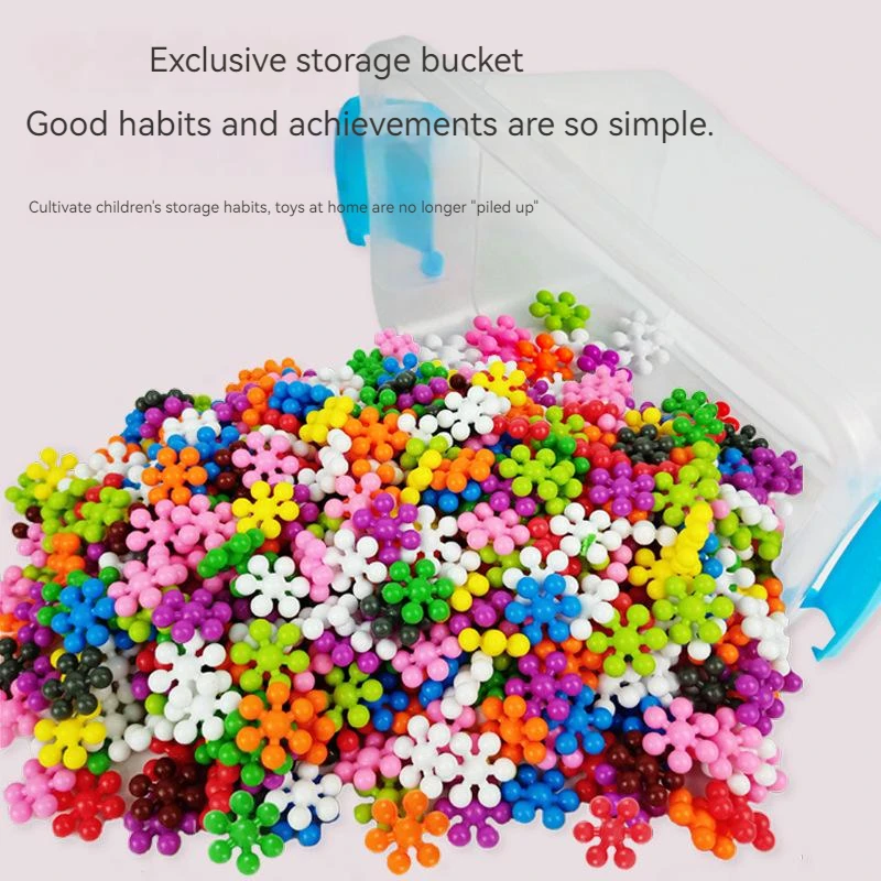 Children Colorful Plastic Plum Blossom Building Blocks Fun Assembled Snowflake Pieces Insert Enlightenment Early Education Toys