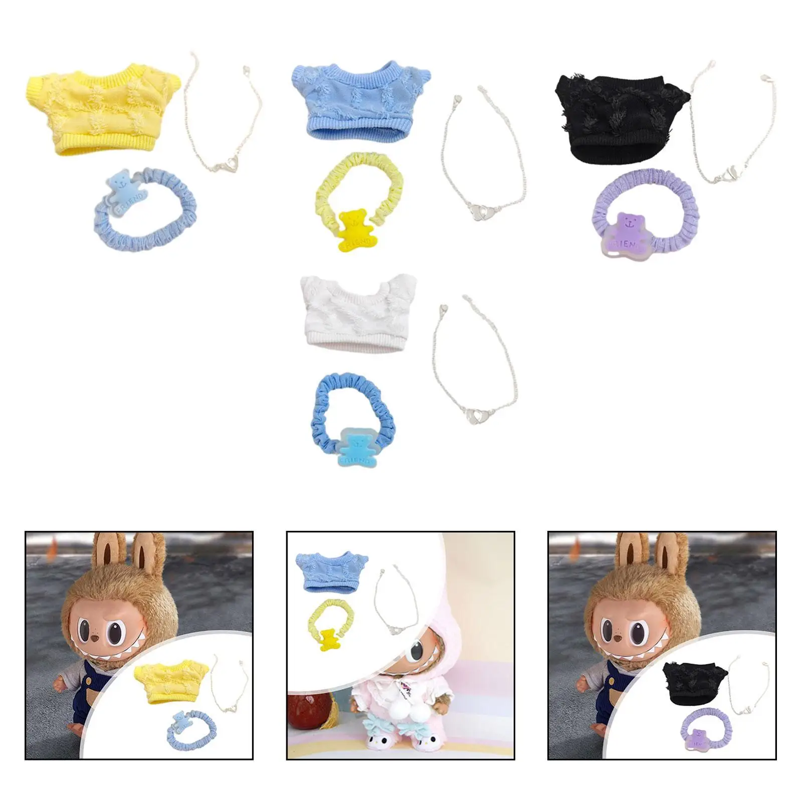 Plüsch Puppenkleidung DIY Puppenspielzeug für Kinder Geburtstagsgeschenk Modepuppenkleidung Stoffpuppe Schlüsselanhänger Zubehör für 17 cm Puppe