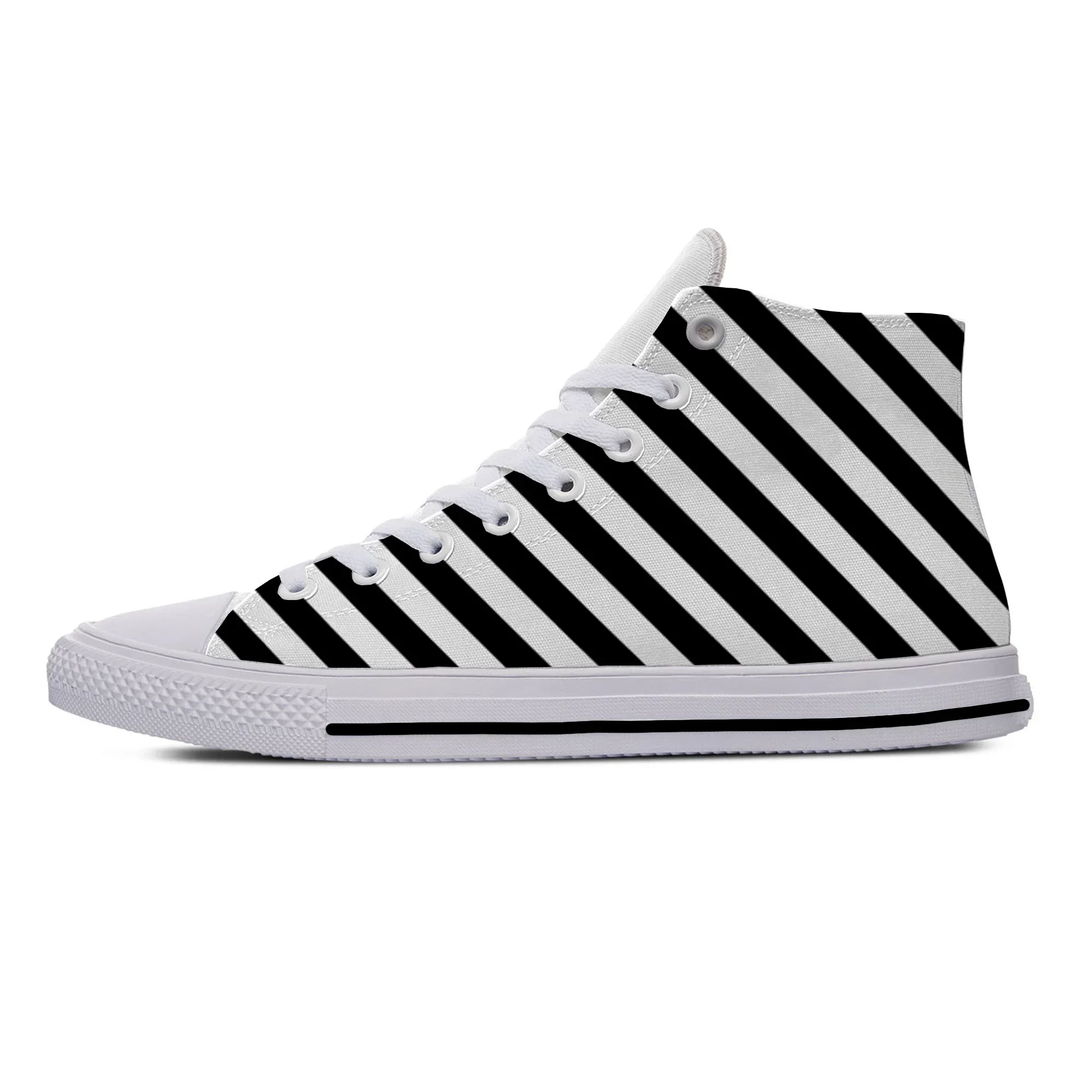 Hot Black and White Stripes Fashion Board Shoes Popular Breathable Casual Shoes High Top Lightweight  Men Women Summer Sneakers