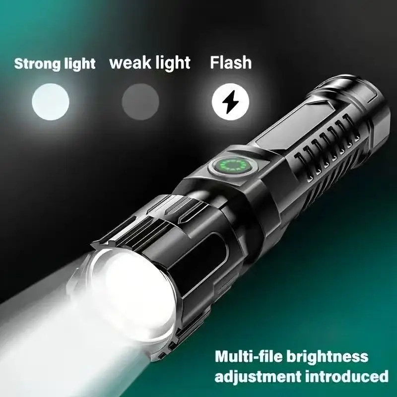 New High-power Led Flashlight USB Rechargeable Torch Zoomable Light with Built-in Battery Camping Hiking Lantern Emergency Lamp view 2