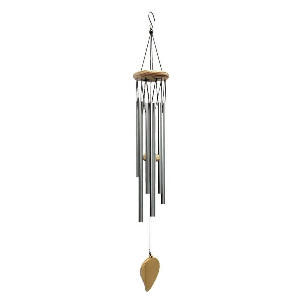 Metal+Wood Wind bell Soothing Sound Simple Design Outdoor Wind bell Silver+Wooden European Style Wind bell Outdoor Decoration
