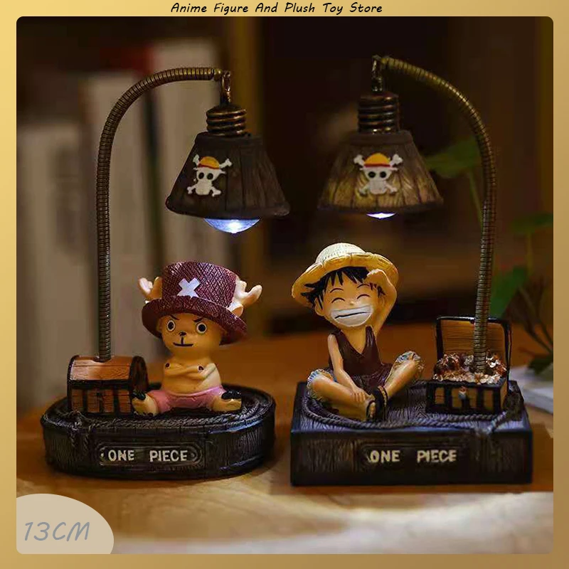 13CM One Piece Luffy high-value animation peripheral cartoon cute desktop night light Crafts Resin Decorative Model  learning of