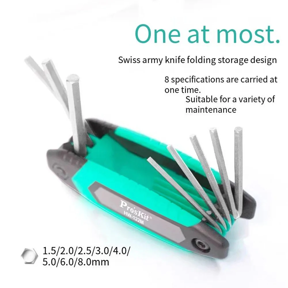 Pro'sKit 8 Kind Combinations of Star Hole Hexagonal Screwdriver Multi-size Combination Wrench Foldable Screwdriver Tool