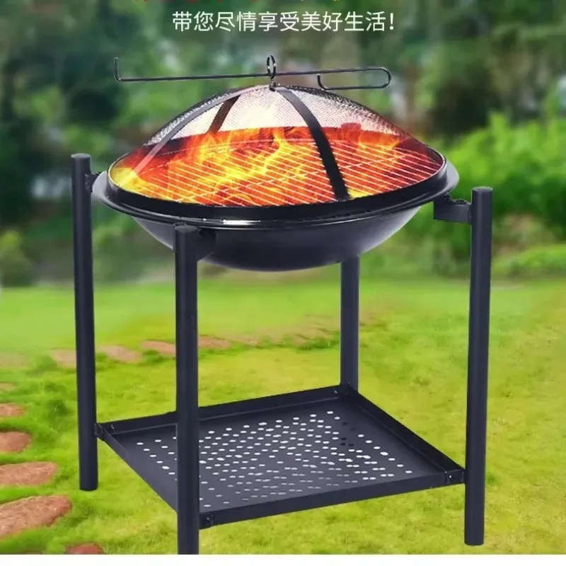 Wood Burning Fire Pit Steel Round Fire Pit for Wood Burning Patio Bonfire Pit Outdoor Fire Chimney