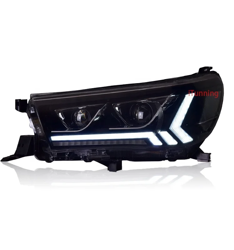 upgraded VLAND Factory dynamic DRL car full LED headlight headlamp For toyota Hilux 2015-UP head lamp light assembly