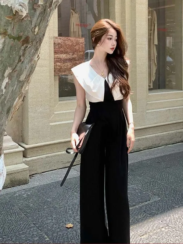 

High Waist Wide Leg Monocomatic Color Blo Bla Slimming Summer Rer Luxury Versatile Long Pants Polyester Fiber
