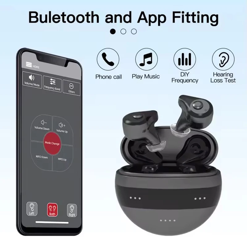 Bluetooth high-end noise cancelling hearing aid audio amplifier APP controls invisible hearing aids and hearing loss hearing aid