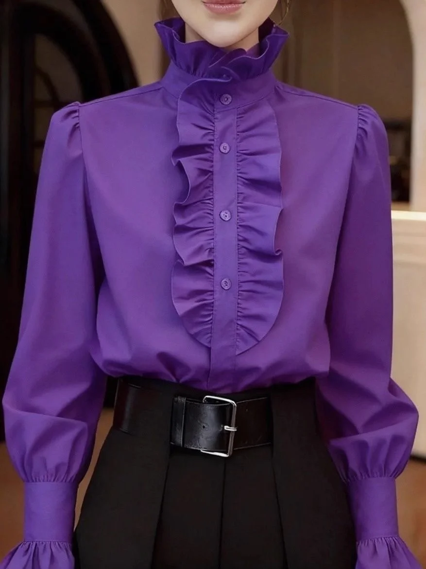 

Ele с деревянным воротником, длинный све, свободный крой, irt, женский модный весенний новый шикарный топ для похудения, осень-зима, роскошный...