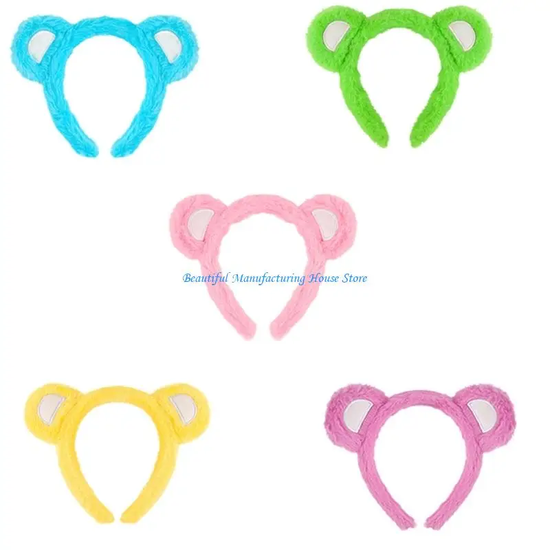 

E56A Furry Bear Ear Headbands With Adjustable Design For Kids And Women Soft Plush Hair Accessory For Daily Use Or Parties