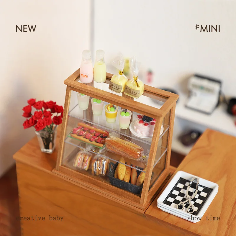 อุปกรณ์ตกแต่งบ้านตุ๊กตา 1:12 ขนมเค้ก ของเล่นจำลองแบบจิ๋ว ตู้โชว์ ของตกแต่งบ้านตุ๊กตา ฉากจิ๋ว