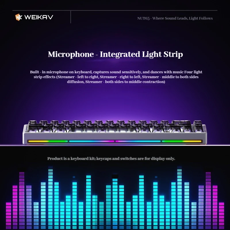 WEIKAV NUT65 CNC Mechanical Keyboard Thri-Mode Customized Aluminum Lump Gasket Kit Pickup Light Bar Office Esports Games Special