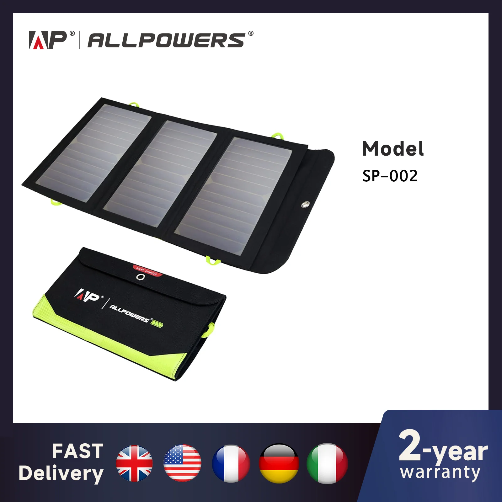 ALLPOWERS panneau solaire 5V 21W batterie 10000mAh intégrée chargeur solaire Portable batterie solaire étanche pour téléphone Portable extérieur