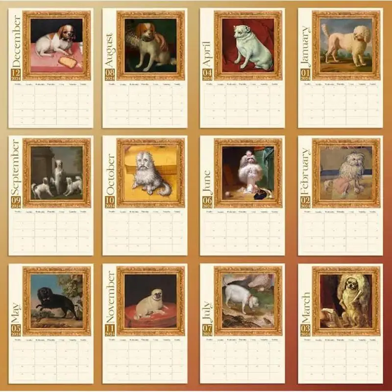 Monthly 2025 Calendar 2025 Monthly Dog Illustration Calendar Planning Year Schedules Home Calendar Decor For Teachers