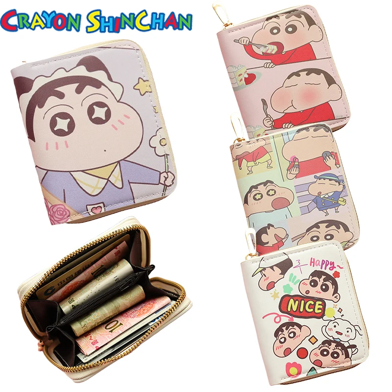 

Crayon Shin-chan Cartoon Wallet Anime Peripherals Portable Pu Leather Short Wallet Coin Purse Kids Cute Card Holder Wallet Gift