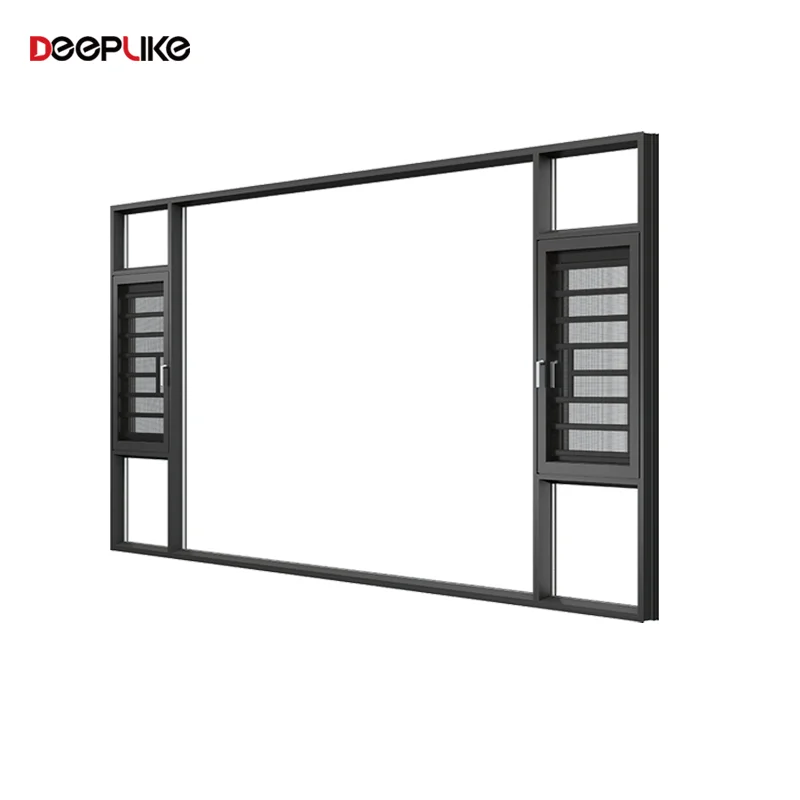Deeplike Hurricane Proof Wind Resistant Aluminum Swing Casement Window Double Glass House Windows