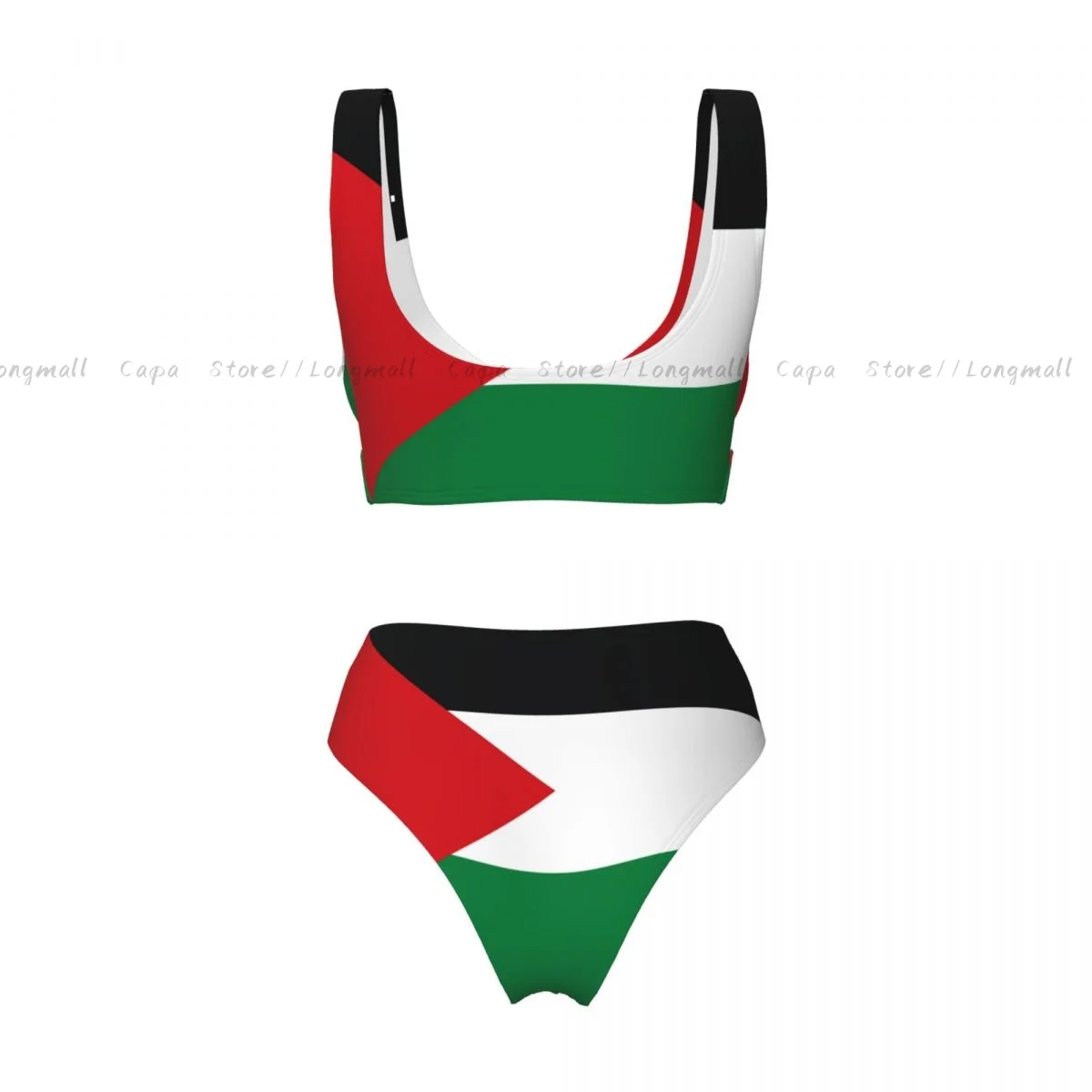 Summer Women V Neck Bikini Set Palastaine Flag Swimwear Female 2 Piece Beach Swimsuit Bathing Suit