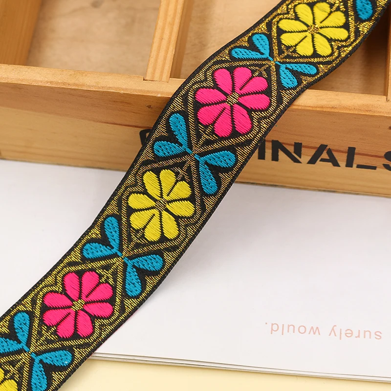 Vintage 7-meter Jacquard Ribbon & 1.3-inch Embroidered Woven Ribbon. Ideal for Eid   Mubarak, floral fabric trim & boho style.