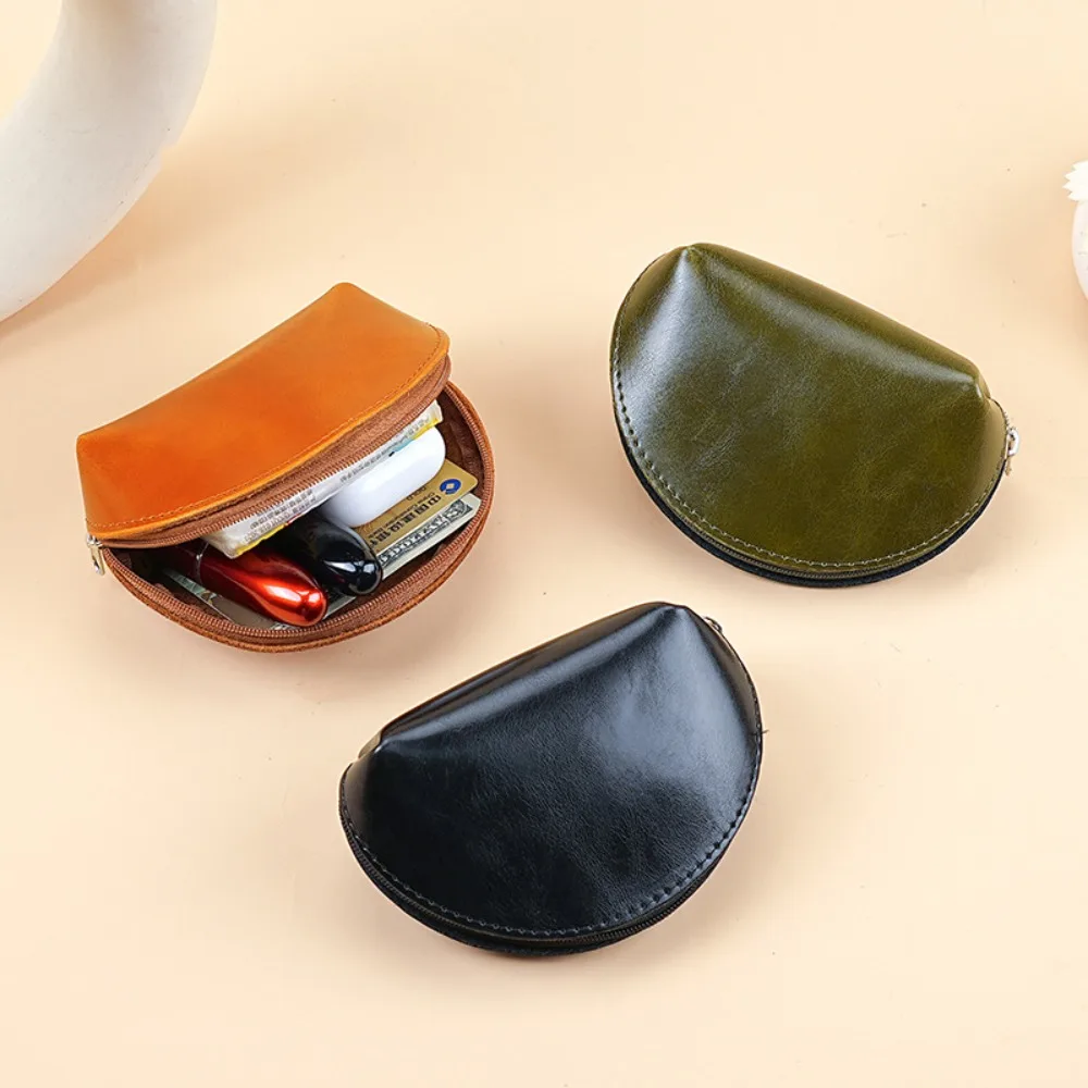 

Versatile PU Leather Men's Wallet Hasp Zipper Clutch Solid Color Small Bag with Loose Change Storage Vintage Zero Wallet Home