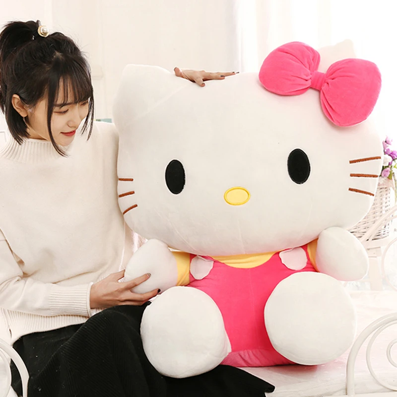 Sanrio Plush Toys Hello Kitty Plush Room Decor Plushies Kawaii Dolls Big Size Hello Kitty Stuffed Animal Toy Ragdoll Xmas Gift