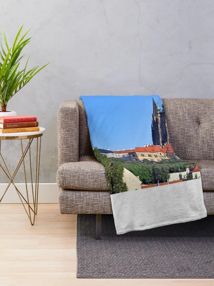 Prague Castle Hradcany and old buildings cityscape Czech republic Throw Blanket Polar blankets and throws Stuffeds Blankets