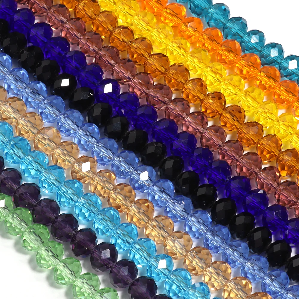 3/4/6/8/10mm Transparent Color Faceted Crystal Rondelle Beads Loose Spacer Abacus Glass Bead For DIY Bracelet Necklace Wholesale