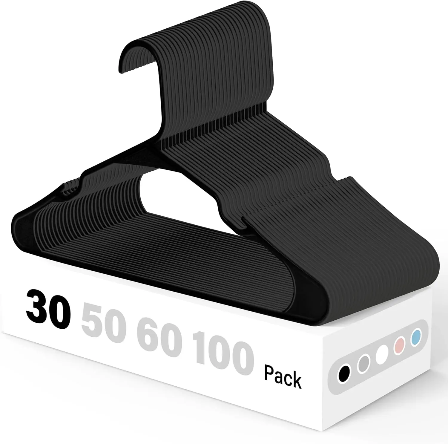 

Компактные пластиковые вешалки (30 шт.), прочные и легкие, для пальто, платьев, рубашек, брюк, черные